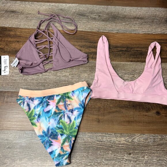 NWT Dippin Daisy's Mix & Match Bikini 3 Pieces Tropical Hawaiian High Waisted S - Picture 11 of 12